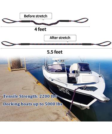 Botepon Boat Bungee Dock Lines - 4ft, Stretches to 5 1/2ft - Pontoon & Bass Boat Accessories for Men - Mooring Lines for Secure Docking - Buy Online on SooperMarket.com