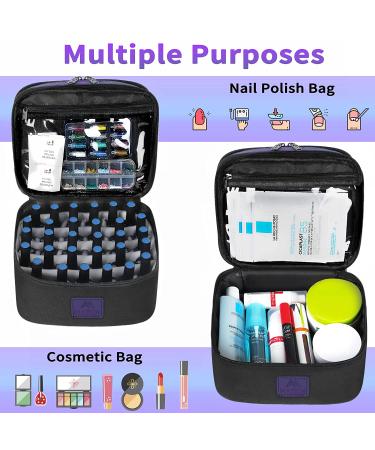 Women's Nail Polish Carrying Case - Holds 30 Bottles, Water Resistant Double Layer Organizer for Manicure Accessories - Black - Buy Online on SooperMarket.com