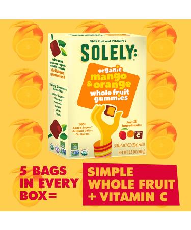 SOLELY Organic Mango Orange Fruit Gummies 3.5 oz | Vegan & Natural | Pack of 5 - Buy Online on SooperMarket.com
