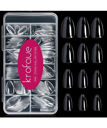 Short Almond Nails - krofaue 240Pcs Almond Clear Nail Tips, 12 Sizes Artificial Acrylic False Nails, Full Cover Press on Nails for Home DIY & Nail Art Short Almond 240Pcs