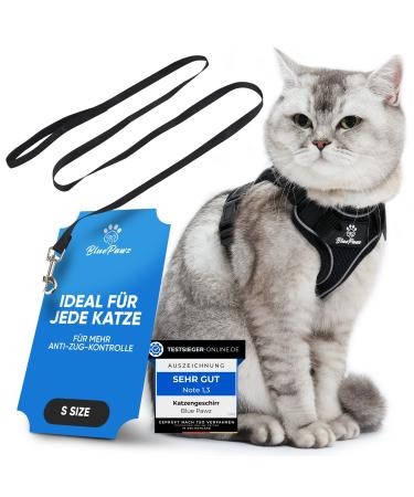 Blue Pawz cat dishes with a leash - 170cm |Cat dishes breakout and high quality |Cat lines with dishes for cats |Cats dishes for unforgettable moments (s) black black s