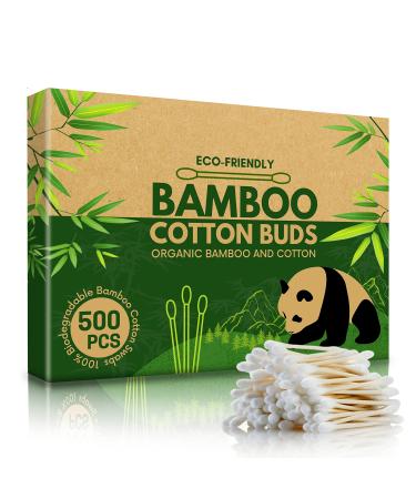 EcoWisper Bamboo Cotton Buds - 500 Eco Friendly Bamboo Earbuds Cotton Swabs - Plastic Free Baby Cotton Buds Biodegradable - Ear Buds for Makeup Crafts Cleaning & Baby Hygiene white