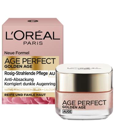 L'Or al Paris Eye Care Age Perfect Golden Age anti-aging eye cream brightening and anti-sacking for ripening and pale skin with peony extract and calcium B5 15 ml 15 ml (1 Pack)