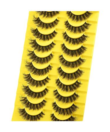 Fluffy Cat Eye False Eyelashes - 10 Pairs Short Mink Lashes for Natural Look | Wispy Volume Lash Pack - Buy Online on SooperMarket.com
