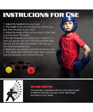 KTEBO Boxing Reflex Ball Headband Set - 4 Boxballen, 2 Adjustable Headbands - Improve Proficiency, Beginner Friendly - Boxing Gifts for Men - Buy Online on SooperMarket.com