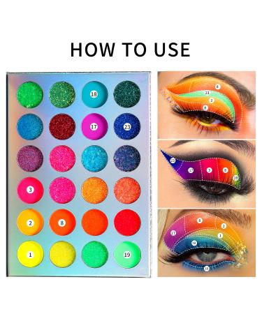 DE'LANCI Neon Eyeshadow Palette - Glow in the Dark, Blacklight UV Makeup, Matte & Glitter Shadows for Halloween - Buy Online on SooperMarket.com