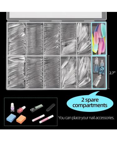 Stiletto Clear Nail Tips 500PCS Full Cover Acrylic Nails with Case for Nails Salon - Buy Online on SooperMarket.com
