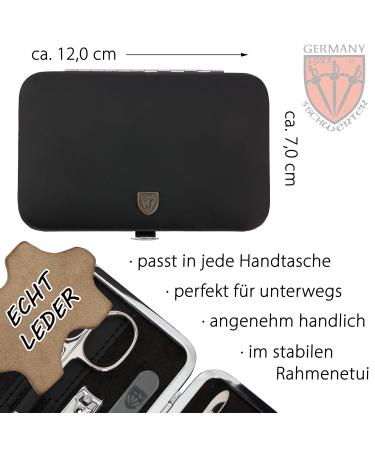Three Swords Germany 6-Piece Manicure Set 'Genova' - Real Leather Black Nail Tui with Scissors Clippers Glass & Sapphire Nail Files Tweezers - Buy Online on SooperMarket.com