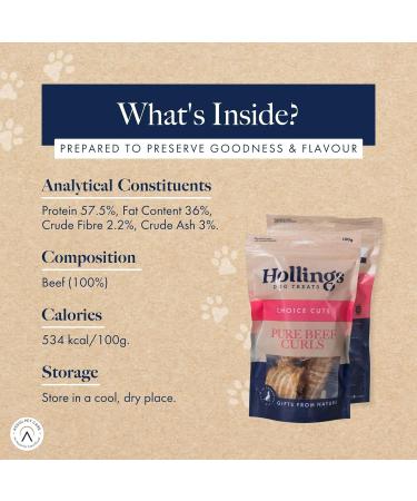 Hollings Beef Curls Dog Treats 100% Natural Grain Free & Easily Digestible Air Dried Treats for Adult Dogs Made From 100% Beef Trachea (100g) 100 g (Pack of 1) - Buy Online on SooperMarket.com
