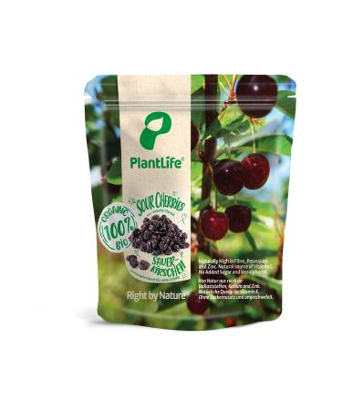 PlantLife Organic Sour Cherries 1kg Raw Pitted Sun-Dried and Natural Cherries 100% Recyclable
