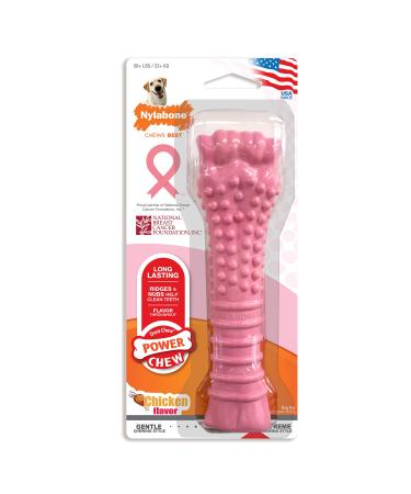 Nylabone Power Chew Extreme Chewing Breast Cancer Awareness Pink Power Chew Textured Dog Toy Chicken Souper Chicken Souper chew toy