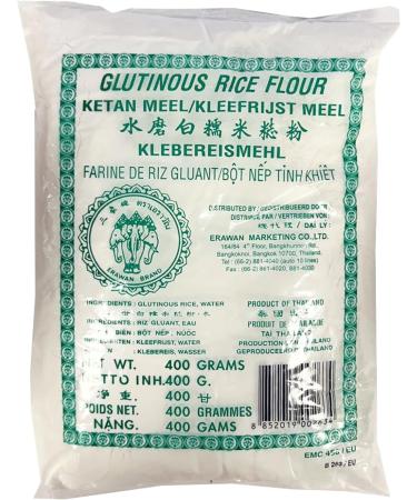 Erawan Glutinous Rice Flour 400g - Pack of 2 with World Food Shop Scoop - Premium Quality Multipurpose Cooking Essential - Buy Online on SooperMarket.com