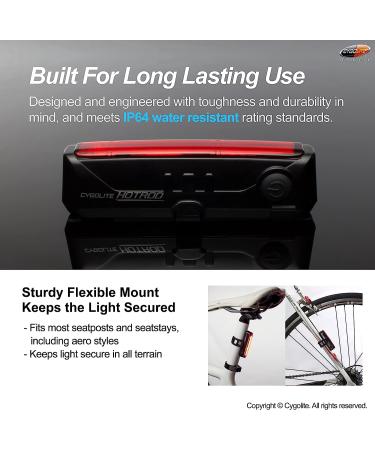 Cygolite Hotrod 90 Lumen Bike Tail Light | USB Rechargeable | 6 Night & Daytime Modes | Wide Glowing LEDs - Buy Online on SooperMarket.com