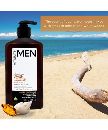 Vitabath Men's Amber Woodland All-In-One Body Wash | Hydrating Cleanser Shampoo & Conditioner | Moisturizing Shower Gel for All Skin Types - 16.9 fl oz - Buy Online on SooperMarket.com