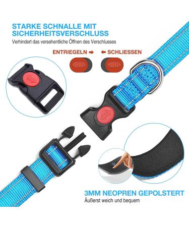 Haapaw Neoprene Padded Reflective Dog Collar for Small & Medium Dogs - Breathable Nylon - XS Blue - Buy Online on SooperMarket.com