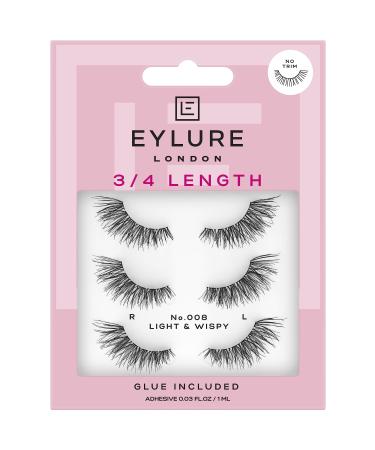 Eylure LONDON 3/4 LENGTH 008 (Glue Included) Black 7 Count (Pack of 1)