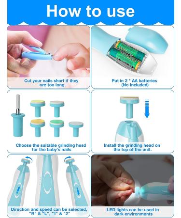 OTTOLIVES 24 in 1 Baby Healthcare & Grooming Kit - Electric Nail Trimmer Set for Newborns to Toddlers - Nursery Health Care & Haircut Tools - Blue - Buy Online on SooperMarket.com