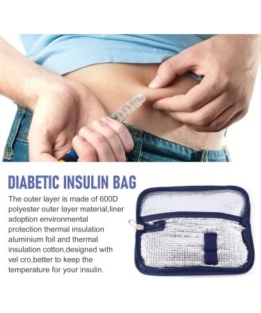 Knadgbft Portable Insulin Cooler Bag Diabetic Insulin Travel Case Cooler Pill Box Aluminum Foil Ice Bag (Navy Blue) - Buy Online on SooperMarket.com