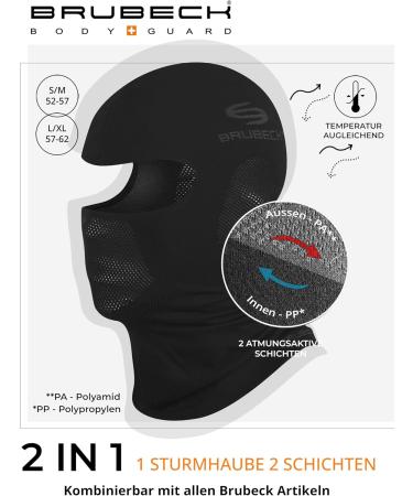 Brubeck Storm Hood for Ladies & Men | Balaclava & Ski Mask | Wind & Motorcycle Face Mask Black S-M - Best for Outdoor Sports - Buy Online on SooperMarket.com