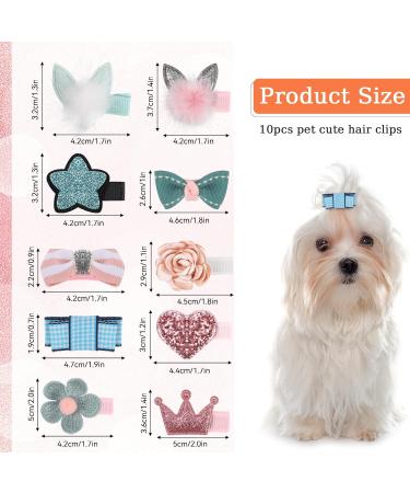 10 Pcs Small Dog Hair Clips Dog Hair Bows Puppy Hair Barrettes Pet Hair Accessories Puppy crown accessories flower accessories heart accessories Hairpin Cat Topknot Beauty Accessories(Ten Styl - Buy Online on SooperMarket.com