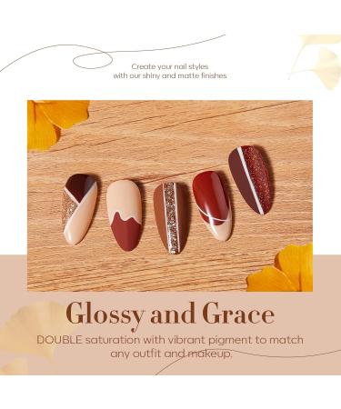 modelones Nail Polish Set Fall Winter 6 Colors Nail Polish Kit Gold Glitter Brown Quick Dry Nail Polish Manicure DIY Nail Art Salon Home Gift For Women - Buy Online on SooperMarket.com