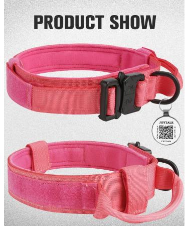Joyal Tactical Dog Collar | Large Dog Collar with Handle & QR Code | Bright Pink XL - Durable & Stylish - Buy Online on SooperMarket.com