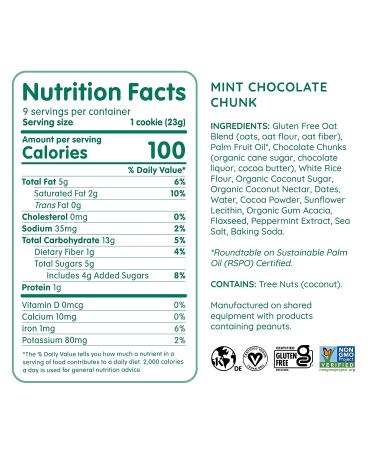 Maxine's Heavenly Mint Chocolate Chunk Cookies | Vegan & Gluten Free | Sweetened with Coconut Sugar & Dates | Low Sugar & Dairy Free | 7.2 oz (2 pack) - Buy Online on SooperMarket.com