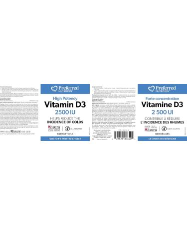 Preferred Nutrition Vitamin D3 2500 IU 600 softgels - Buy Online on SooperMarket.com