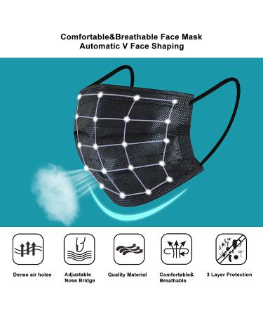 100pcs Black Disposable Face Masks - 3 Ply Adults Disposable Mask (100 Pcs) - Buy Online on SooperMarket.com