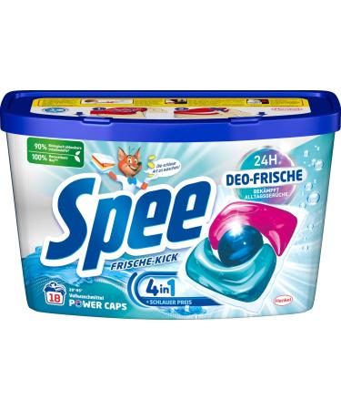 Spee Power Caps Universal 4 + 1 (18 loads) - Heavy-Duty Detergent Power Deo Freshness Kick - Multi Colored-wash - Made in Germany