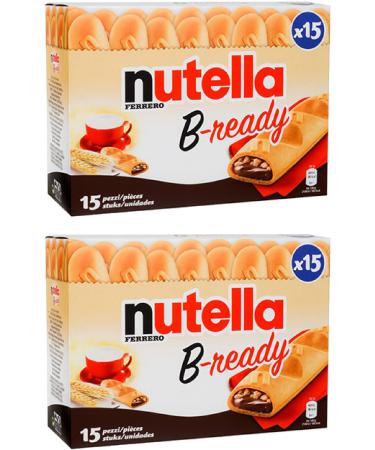 Ferrero: "Nutella B-ready " a crisp wafer of bread in the form of mini baguette stuffed with a creamy Nutella * 15 pieces * 10.13 oz (286g) * Pack of 2  Italian Import
