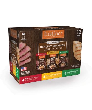 Instinct Grain Free Dog Food Topper, Healthy Cravings with Gravy Natural Wet Dog Food Topper Beef 3 Ounce (Pack of 12)