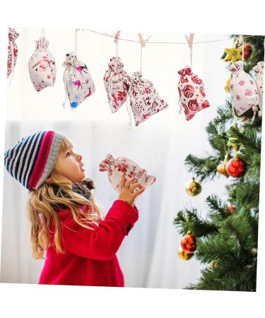 COOLHIYA 1 Set Candy Bag DIY Advent Calendar Bags Christmas Advent Calendar Bags Holiday Pouch Linen Beige - Buy Online on SooperMarket.com