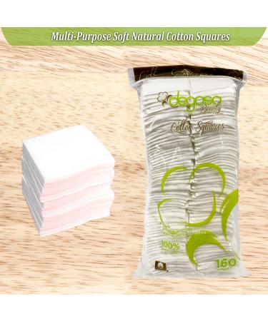 Degasa Premium 100% Pure Cotton Exfoliating Squares - Hypoallergenic Lint-Free Makeup & Nail Polish Remover Pads for Women | 160 Count - Buy Online on SooperMarket.com