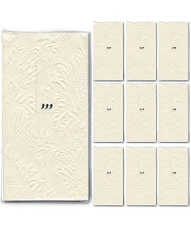 100 handkerchiefs (10 x 10) Moments Ornament cream/beige - plain with ornaments embossed/wedding/tears of joy