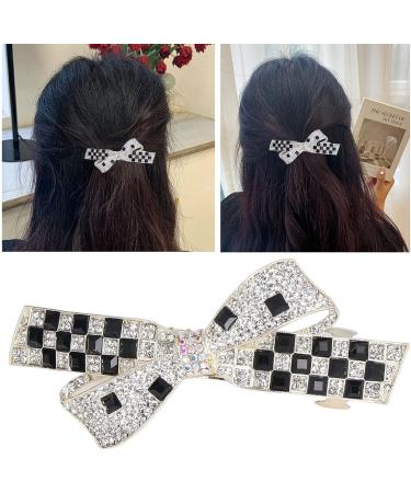 Shop Strass Hair Clips - Black & White Checkerboard Bowknot Ponytail Hairpins for Women & Girls - Stylish Hair Styling Tools - Buy Online on SooperMarket.com