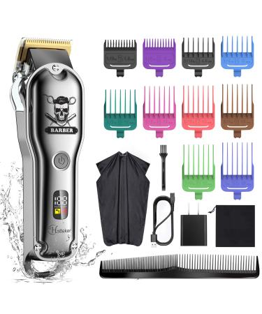 Hatteker Hair Cutting Kit Pro Hair Clippers for Men Professional Barber Clippers IPX7 Waterproof Cordless Beard Trimmer Hair Trimmer