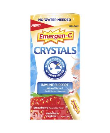 Emergen-C Crystals On-The-Go Immune Support Supplement with Vitamin C Zinc B Vitamins & Manganese Strawberry Flavour 24 Packets