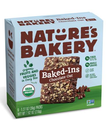 Nature's Bakery Baked-Ins Bars Chocolate Oat, Organic Fruits & Veggies, Vegan, Non-gmo, Organic Snack, 1.27 Ounce (Pack of 6) Chocolate Oat 1.27 Ounce (Pack of 6)
