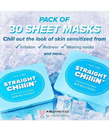 I Dew Care Straight Chillin Sheet Masks - 30 Aloe-Infused Cooling Masks for Hydrated & Calm Skin - Buy Online on SooperMarket.com