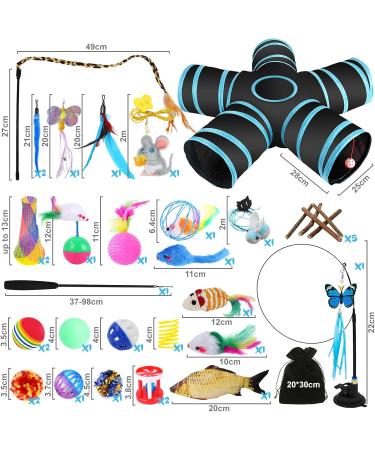 Yutuy Cat Toys Set with 36 PCs - Interactive Cat Tunnel Spring Toys Mice & Fish - Ultimate Fun for Kittens & Cats - Buy Online on SooperMarket.com