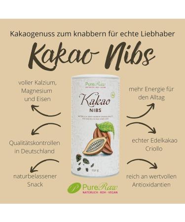 Organic Raw Vegan Kocao Nibs | Sugar-Free Noble Cocoa Chunks - 250g Theobroma Cacao by Pureeraw - Buy Online on SooperMarket.com