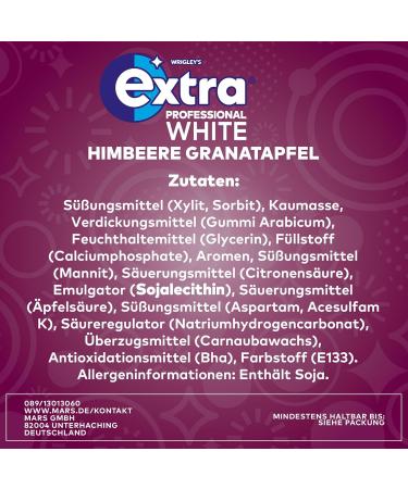 Buy Extra Professional White Chewing Gum - Raspberry Pomegranate Flavor | 50 Dragees - International Shipping Available - Buy Online on SooperMarket.com