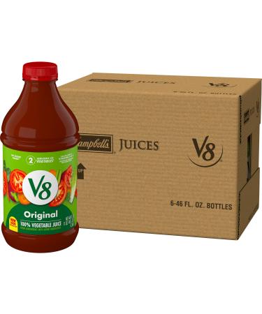 V8 Original 100% Vegetable Juice, Vegetable Blend with Tomato Juice, 46 FL OZ Bottle (Pack of 6)