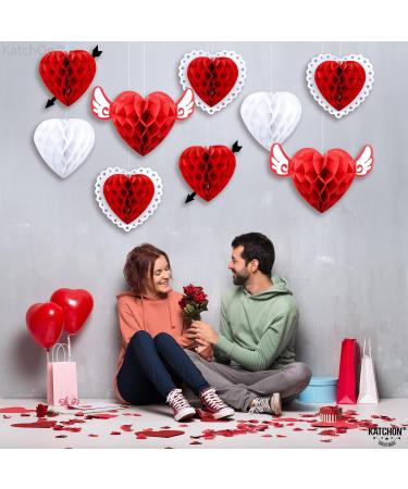 KatchOn Valentines Day Hanging Hearts - Pack of 9 | Valentine Honeycomb Hearts for Valentines Day Decorations | Red Paper Hearts for Valentine Hearts Decorations | Valentines Day Party Decorations - Buy Online on SooperMarket.com