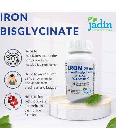 Iron Bisglycinate 25 mg with Vitamin C 120 Vegetable Capsules - Buy Online on SooperMarket.com