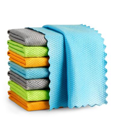 AIDEA Microfiber Glass Cleaning Cloths-8PK, Premium Microfiber Glass and Window Cleaner, Lint Free Quickly Clean Windows, Glasses, Windshields, Mirrors, Stainless Steel-12"x12"