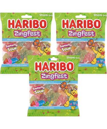 Zingfest Zingy and Zesty Gummy Sugar Coated Sweets Fizzy Sweet and Sour 150g 1x Share Bag - Buy Online on SooperMarket.com