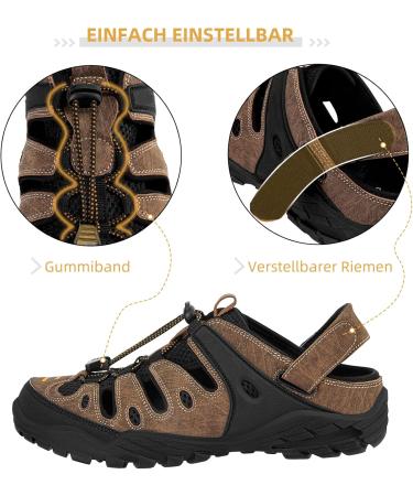Outpro Men's Premium Sports Sandals - Waterproof Air Padding Hiking & Beach Sandals - EU Size 45 Black/Brown - Buy Online on SooperMarket.com