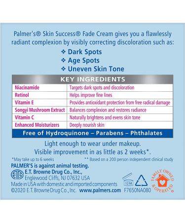 Palmers Skin Success Anti-Dark Spot Fade Cream with Vitamin E and Niacinamide - 4.4oz | Reduce Dark & Age Spots | For All Skin Types - Buy Online on SooperMarket.com